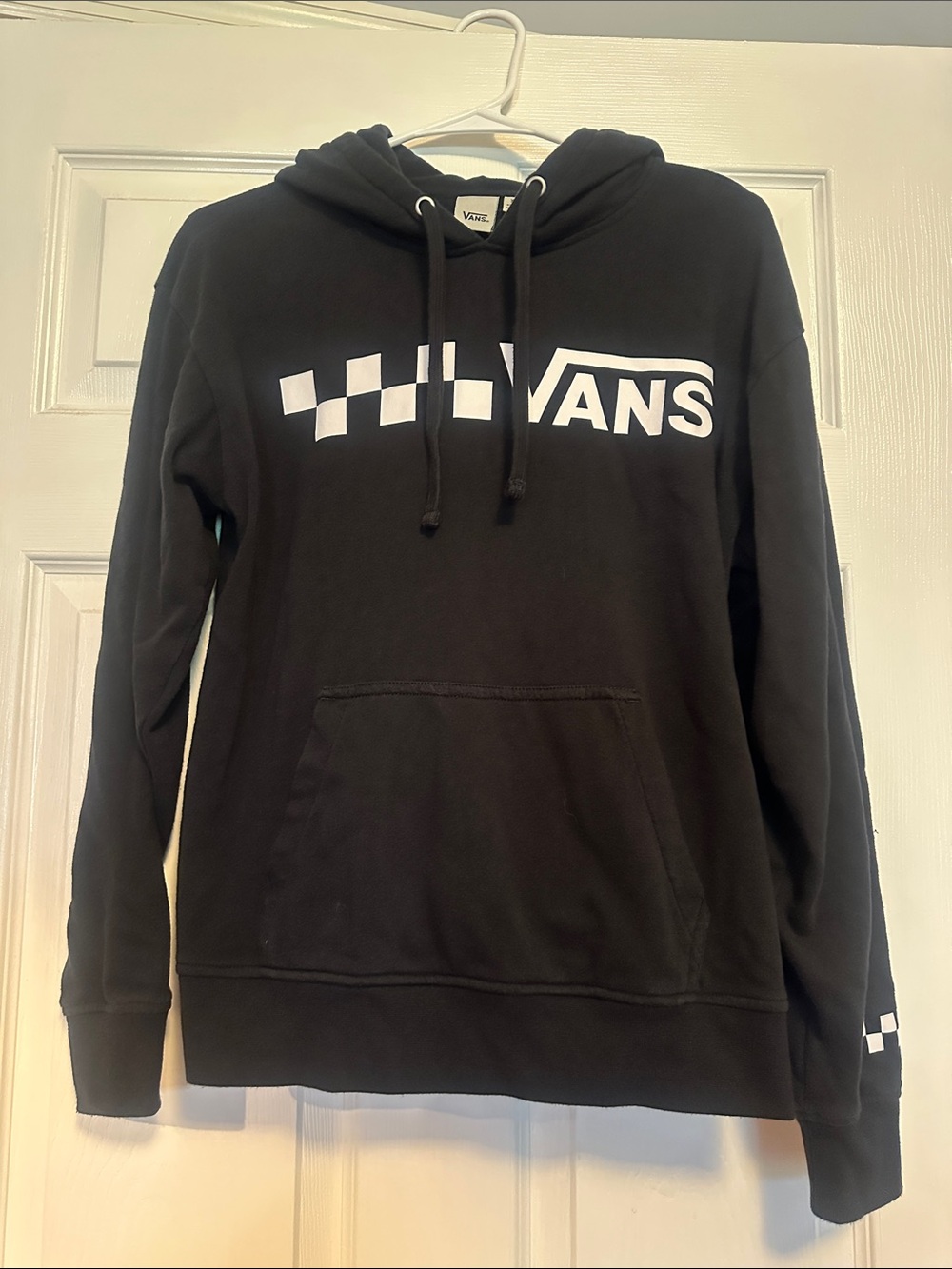 Vans Black Hoodie with White Checker Logo Women’s XS